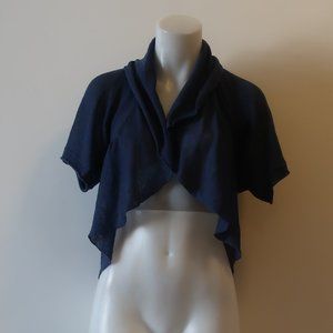 Amo & Bretti 100% Cashmere Blue Short Cardigan Sweater Sz S*